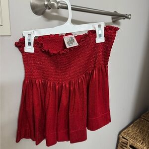 QUEEN OF SPARKLES Red Shimmer Shorts